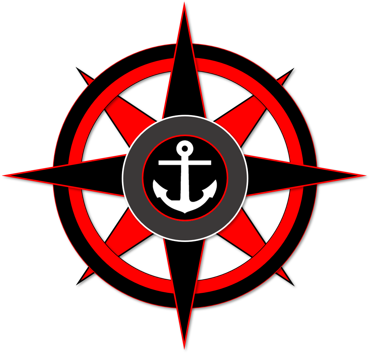 red and black compass