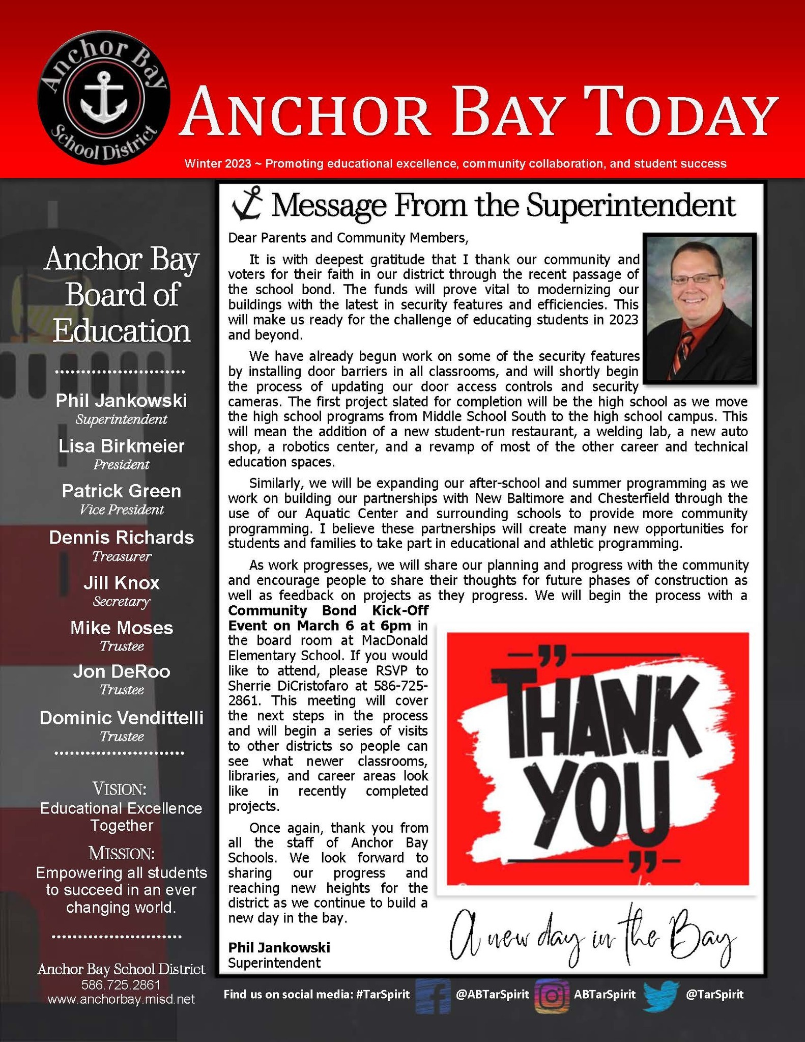 Screen shot of the front page of newsletter